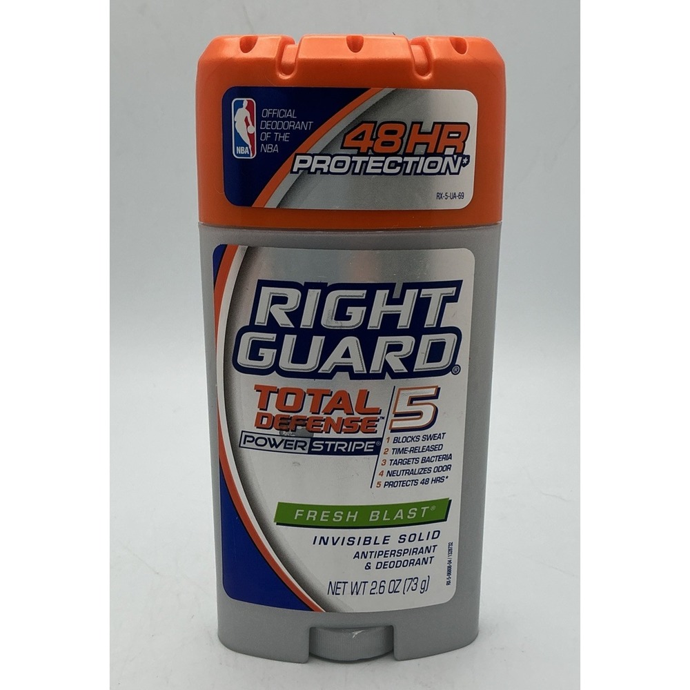Vintage Right Guard Total Defense 5, Fresh Blast, Invisible Solid NBA Logo 2.6oz